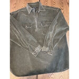Vintage 90s Structure Corduroy Quarter Zip Pullover Khaki Mens L Cotton Work